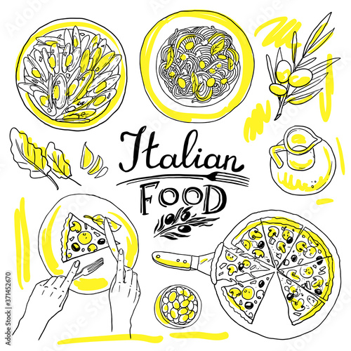 italian food- set of food hand-draw illustration