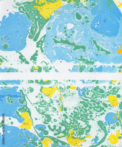 Abstract colored marble background. Yellow  white  blue colors
