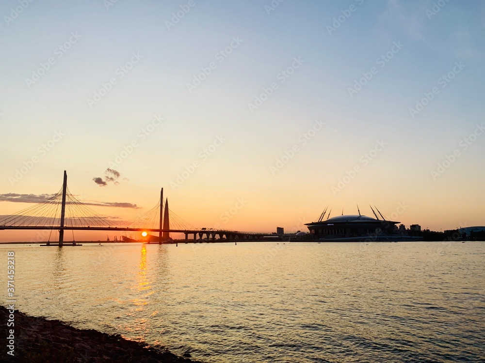 sunset over the city