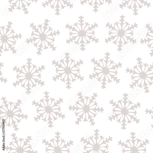 Snowflakes seamless pattern on transparent background. Repetitive vector illustration of flat snowflakes. Christmas, winter, snow, cold, frozen. 