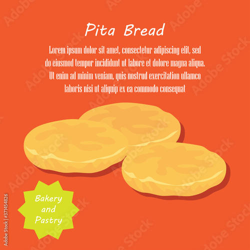 pita bread bakery and pastry french and danish pastries banner. vector illustration