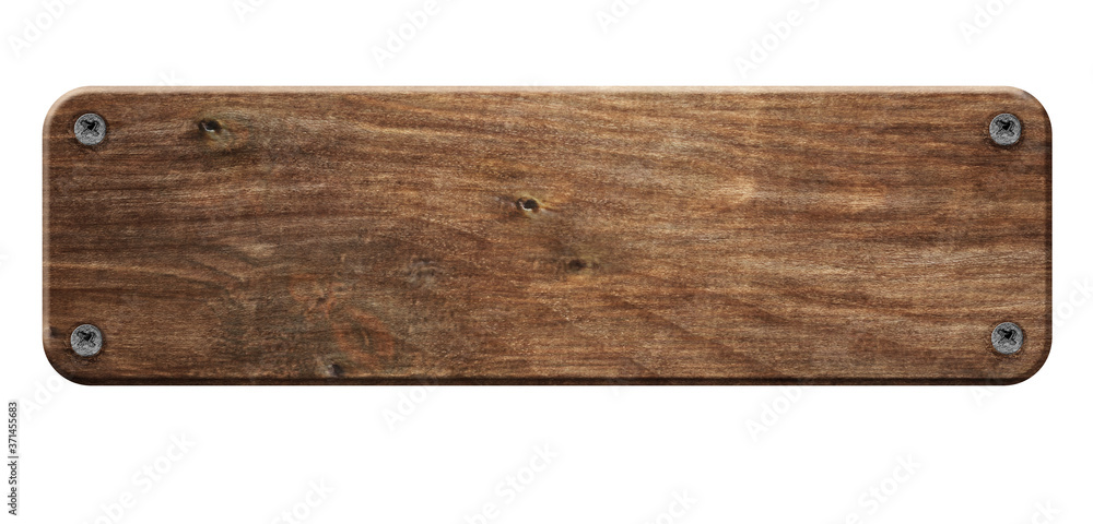 old wooden board with rivets isolated on white 3d illustration 
