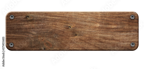 old wooden board with rivets isolated on white 3d illustration 