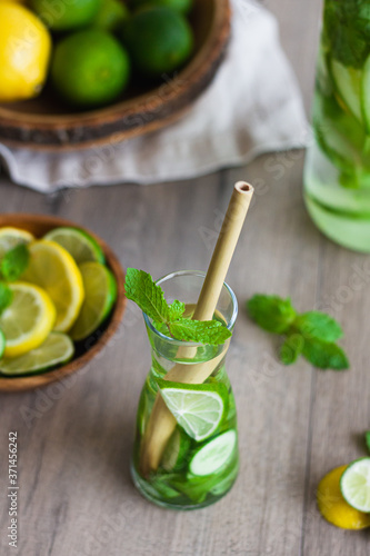 Lemon, Lime, Cucumber and Mint Detox Water