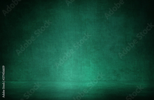 Abstract green room background, design layout, studio template.