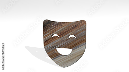 show theater mask happy 3D icon standing on the floor - 3D illustration for editorial and background