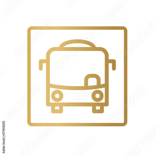 golden bus stop icon - vector illustration