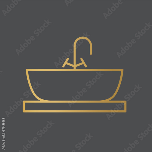 golden washbasin icon - vector illustration
