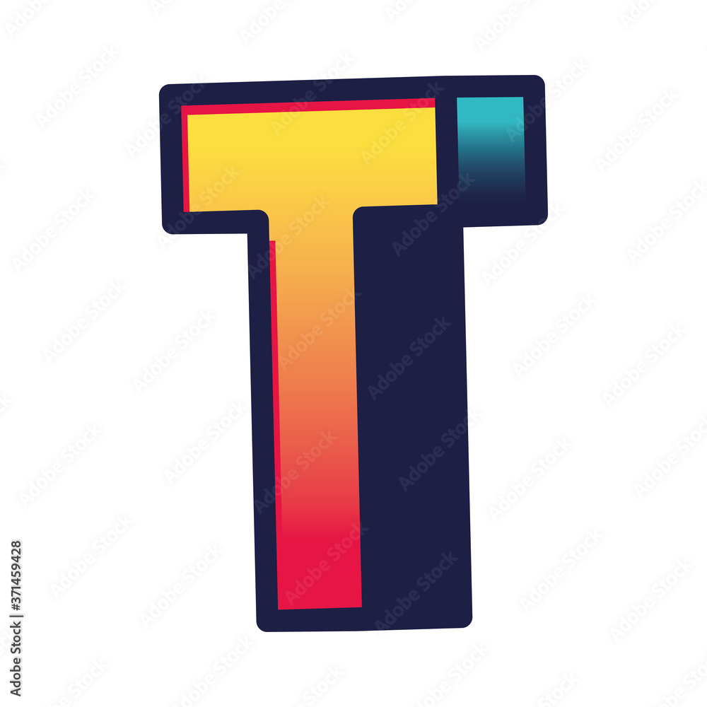 3d t gradient letter design, lettering typography retro and comic theme Vector illustration 3d t gradient letter design, lettering typography retro and comic theme Vector illustration