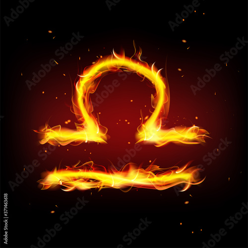 Libra vector zodiac sign fire