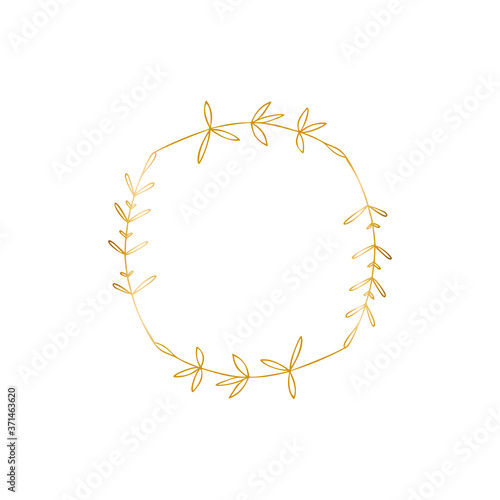 Vector emblem template for cosmetics, beauty studio, spa. Flower gold frame badge, logo in minimalism style, liner icon.