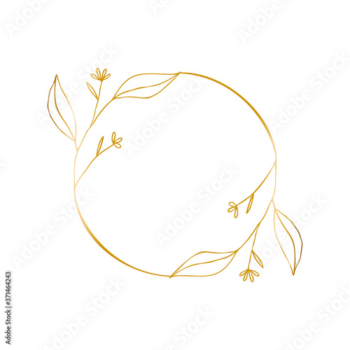 Vector emblem template for cosmetics, beauty studio, spa. Flower gold frame badge, logo in minimalism style, liner icon. © Julia