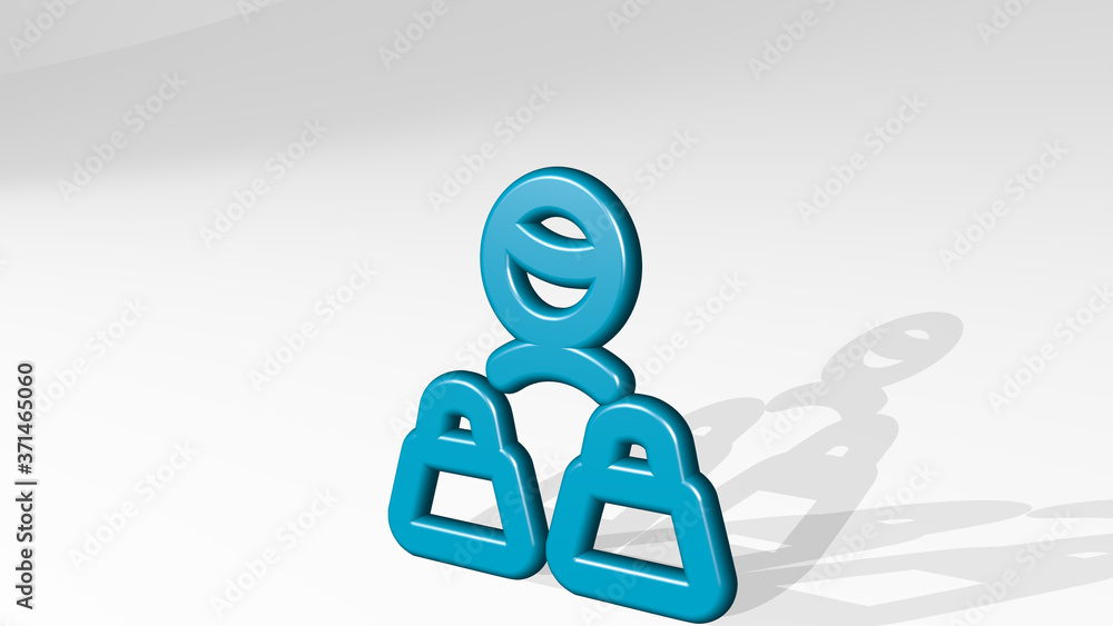 SHOPPING BAG MAN 3D icon casting shadow - 3D illustration for background and business SHOPPING BAG MAN 3D icon casting shadow - 3D illustration for background and business