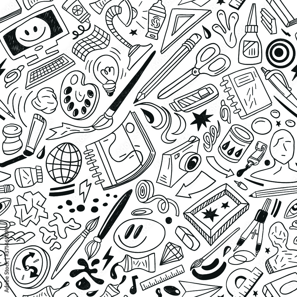 art tools - seamless vector pattern art tools - seamless vector pattern