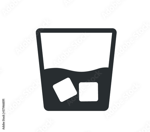 Whiskey in a glass. Glass with ice icon. vector whiskey illustration. 