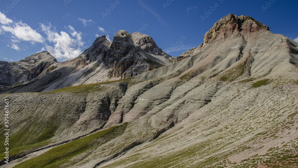 Col de Puez (2,723 m), Puez Group, Dolomites, Province of Bolzano, Alto Adige, Italy. Col de Puez (2,723 m), Puez Group, Dolomites, Province of Bolzano, Alto Adige, Italy.