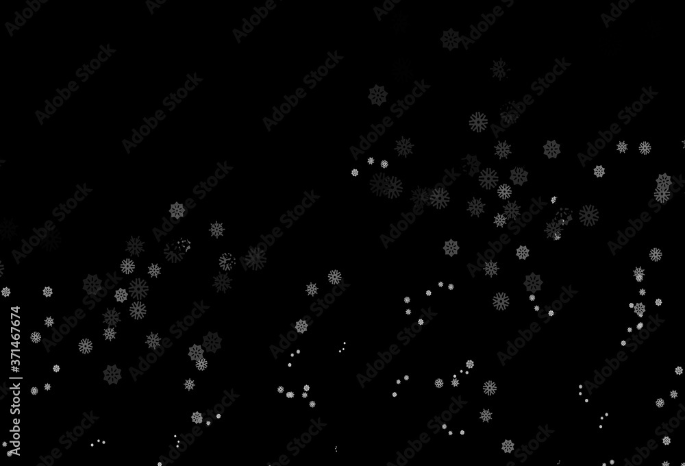 Dark Silver, Gray vector pattern with christmas snowflakes.