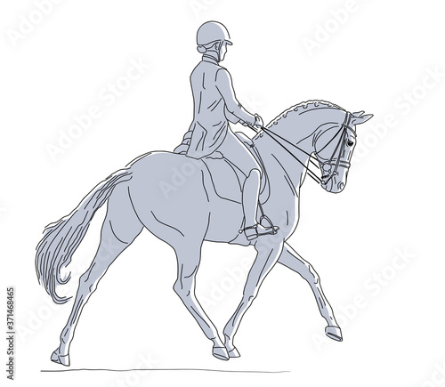 Advanced Dressage test, sketch of a rider on a horse