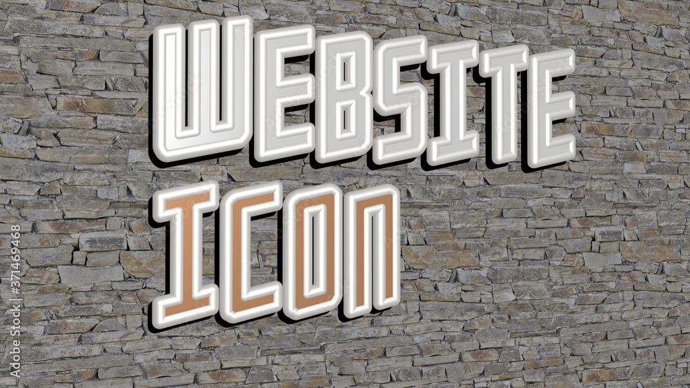 Obraz premium website icon text on textured wall - 3D illustration for design and background