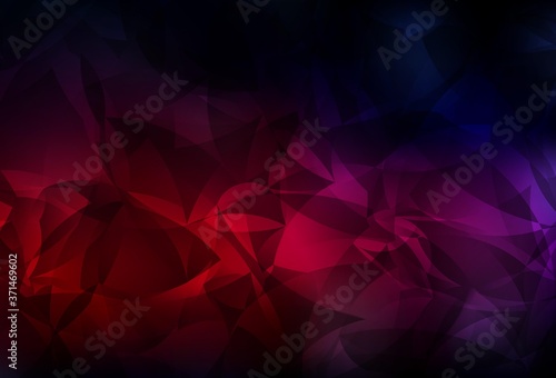 Dark Pink, Red vector shining triangular backdrop.