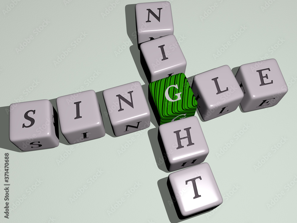 single night crossword by cubic dice letters - 3D illustration for background and icon single night crossword by cubic dice letters - 3D illustration for background and icon
