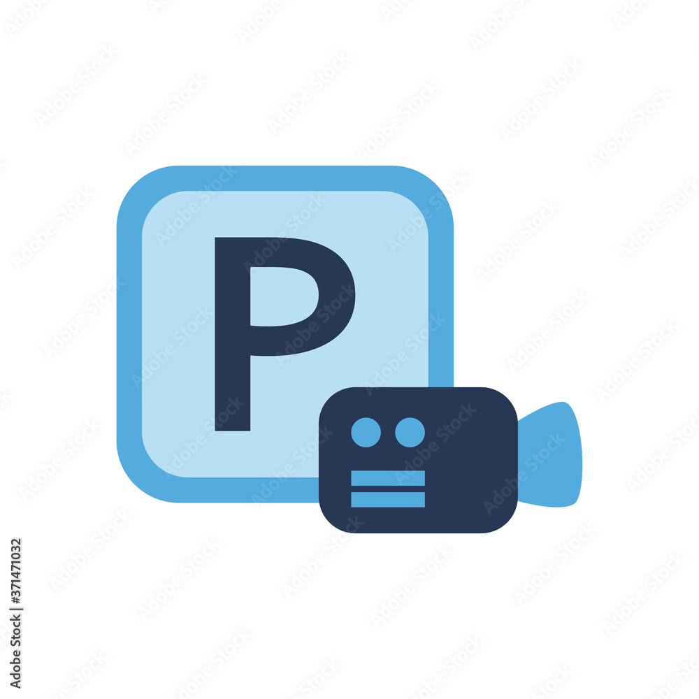 parking road sign frame and videocamera flat style icon vector design parking road sign frame and videocamera flat style icon vector design