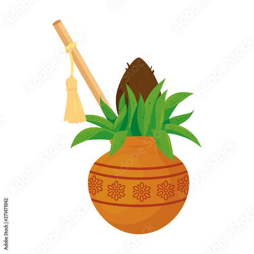 kalash with stick, isolated icon vector illustration design