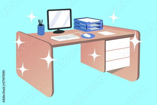Maintain good environmental hygiene in the workplace.
Clean desk.
Tidy office desk.