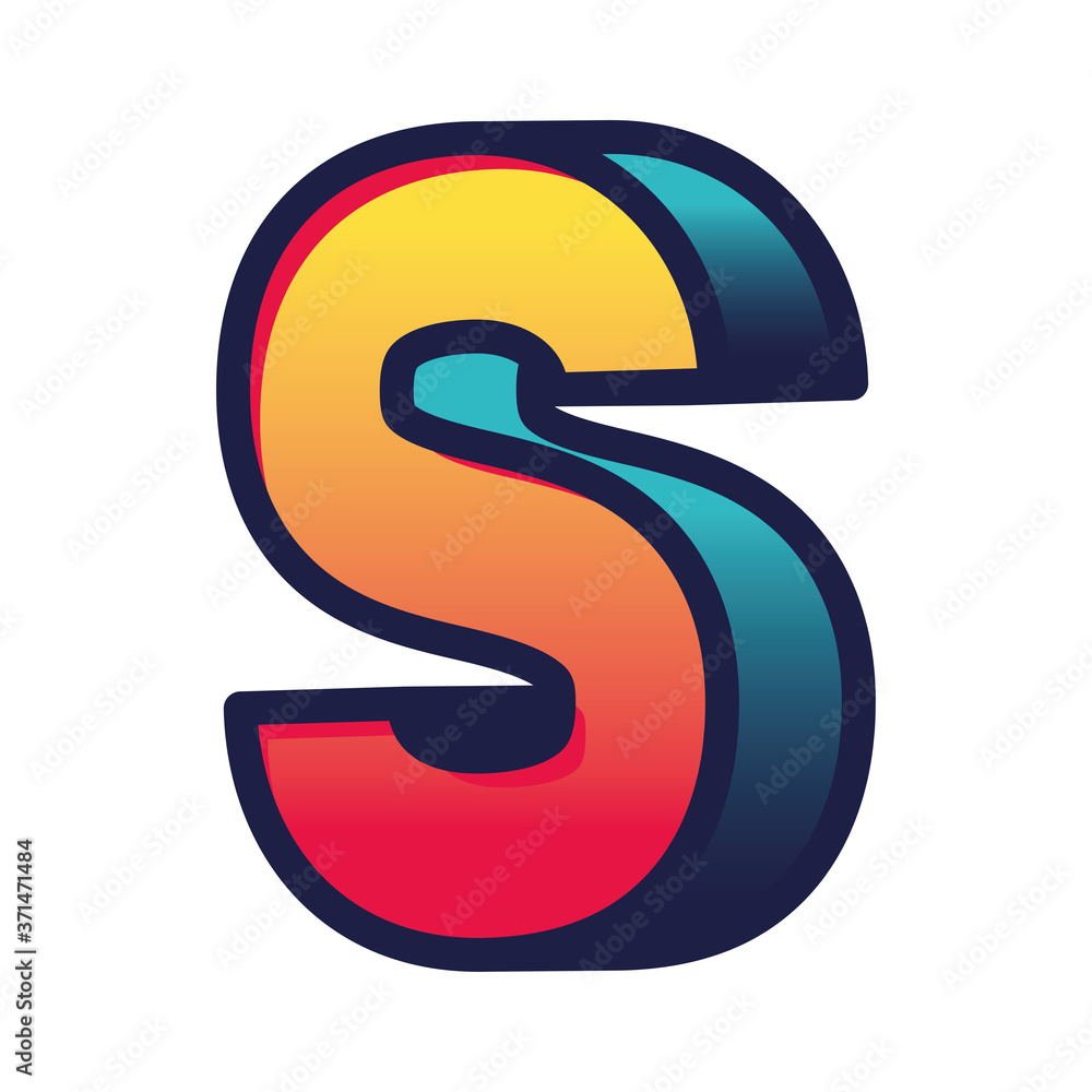 3d s gradient letter design, lettering typography retro and comic theme Vector illustration 3d s gradient letter design, lettering typography retro and comic theme Vector illustration