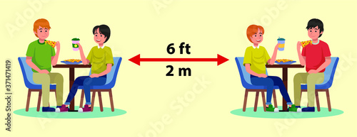 Practice physical distancing at restaurants, cafe and bars.
