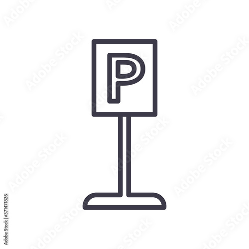 parking road sign line style icon vector design