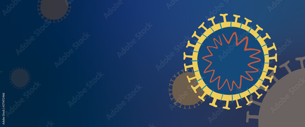Fototapeta premium Artist Impression of the Anatomy of the Coronavirus in Symbol presented in a Banner Format for Easy Application as Headers