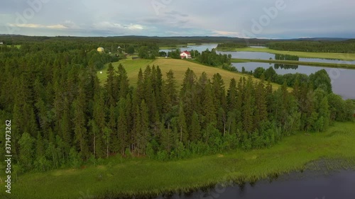 Aerial view of a farm in northern Sweden photo