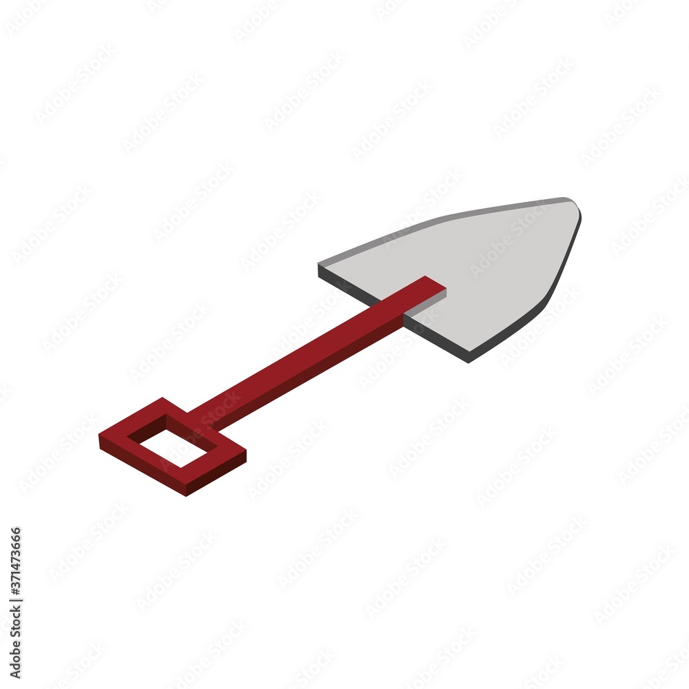 Shovel Isometric Flat Icon Illustration Isolated in White Shovel Isometric Flat Icon Illustration Isolated in White