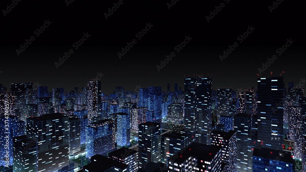 Obraz premium City night Building Simple Modern Skyscraper business 3D illustration background.