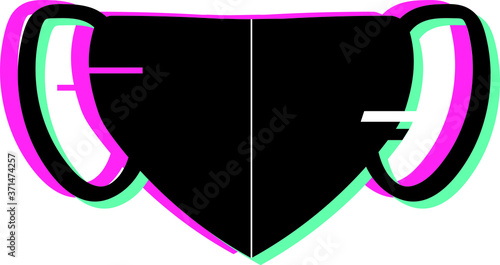 Glitch medical mask icon. Protection from coronavirus covid-19 pandemic. Distortion stylish futuristic pictogram for web site. Vector medical avatar for social media.