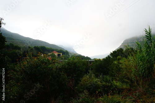 mountain landscape with clouds