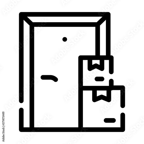 contactless door delivery line icon vector illustration