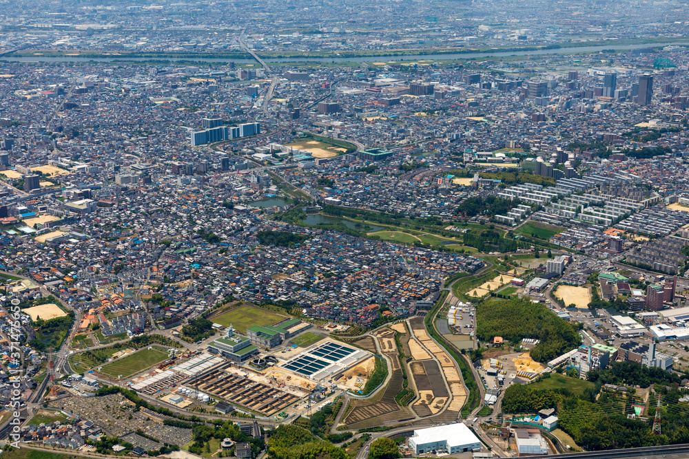 Obraz premium 寝屋川上空
