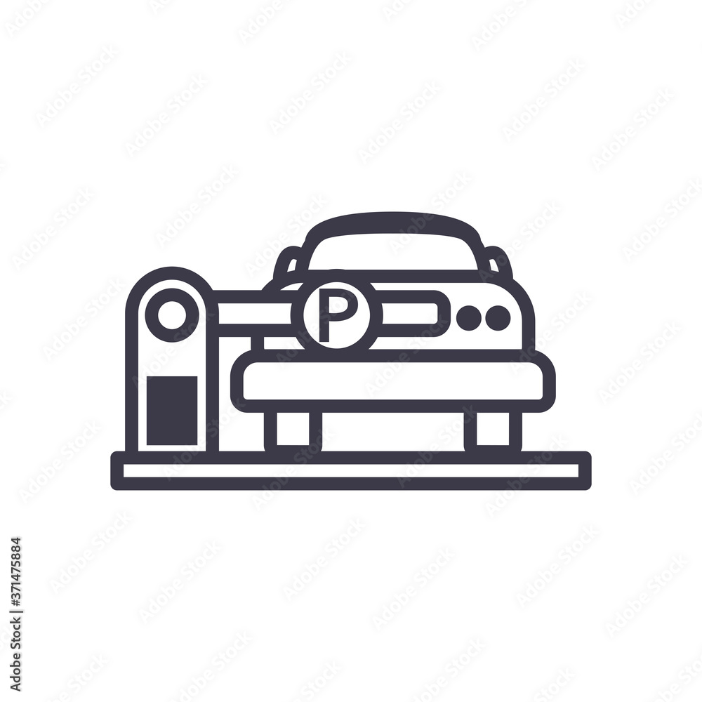 car behind parking gate line style icon vector design car behind parking gate line style icon vector design