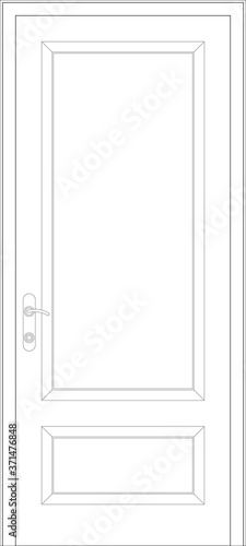 Fototapeta Naklejka Na Ścianę i Meble -  An Image of timber decorative door leaves in 2D Architectural CAD drawing. Comes with a variety of attractive designs. Comes with metal door frames and ironmongeries. Drawing in black and white. 