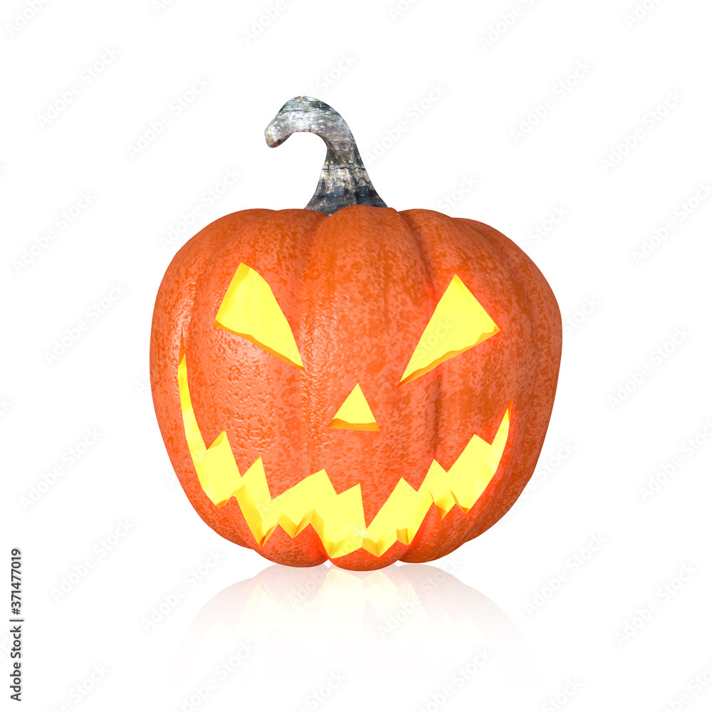 Halloween pumpkin, Jack O'Lantern, isolated with CLIPPING PATH, 3D Rendering