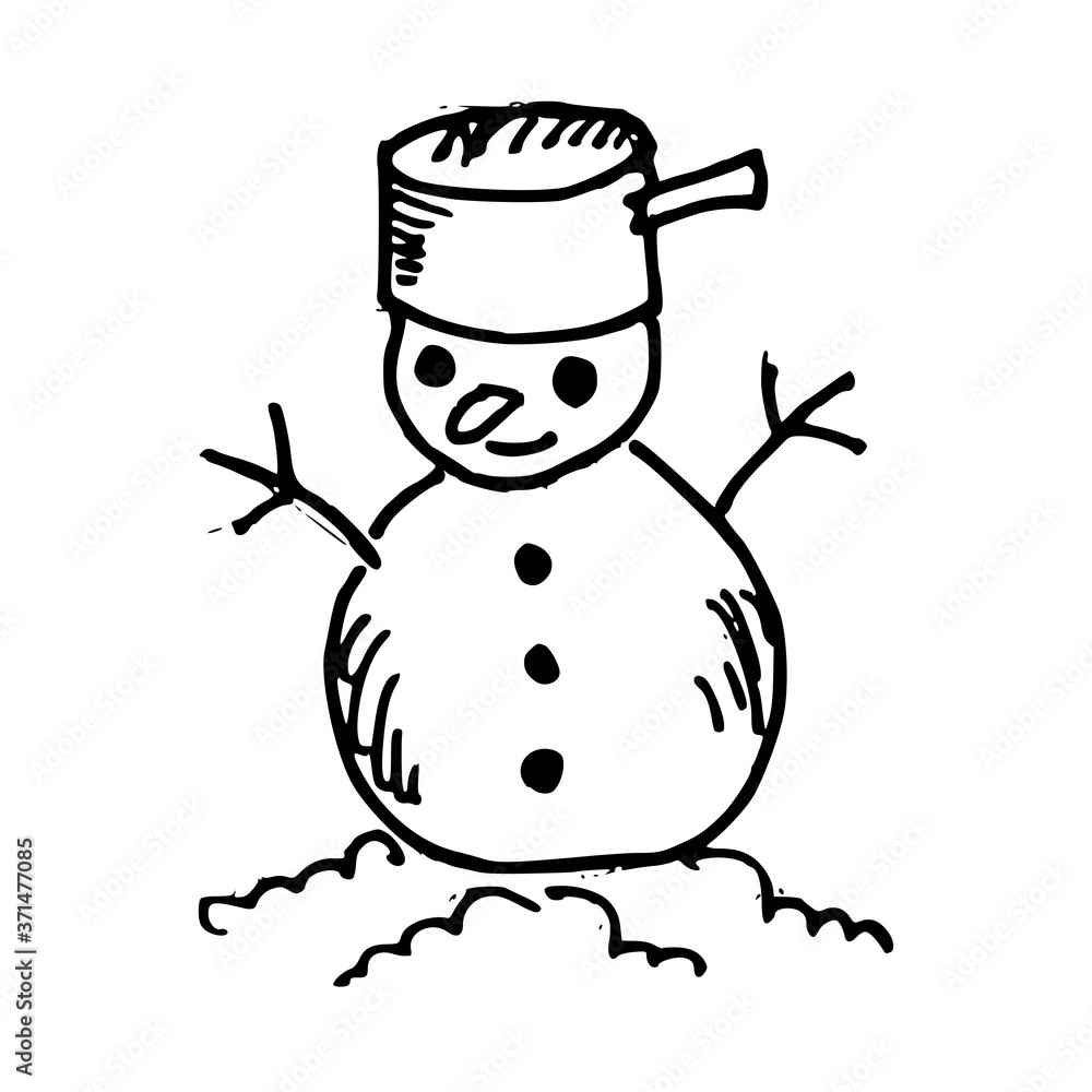 Snowman Doodle Hand Drawn Icon Vector Snowman Doodle Hand Drawn Icon Vector