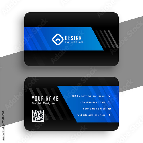 black and blue professional business card design