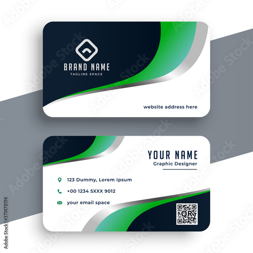green wavy business card template design