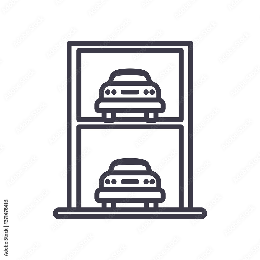 cars parking garage line style icon vector design
