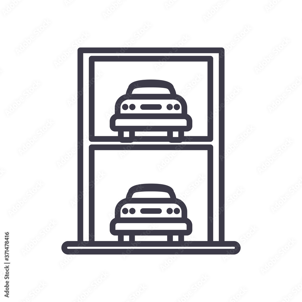 cars parking garage line style icon vector design cars parking garage line style icon vector design