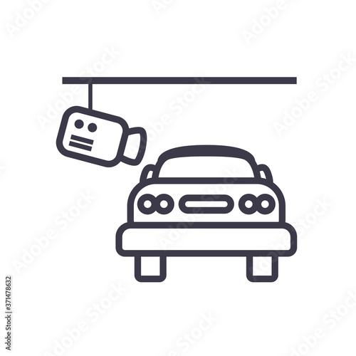 cctv videocamera watching car line style icon vector design