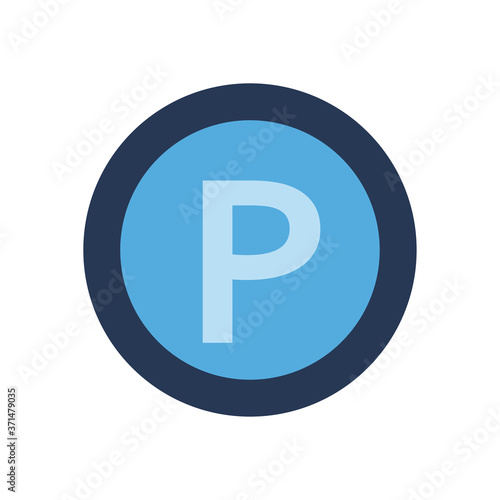 parking road sign button flat style icon vector design