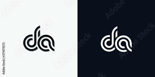Modern Abstract Initial letter DA logo. This icon incorporate with two abstract typeface in the creative way.It will be suitable for which company or brand name start those initial. photo